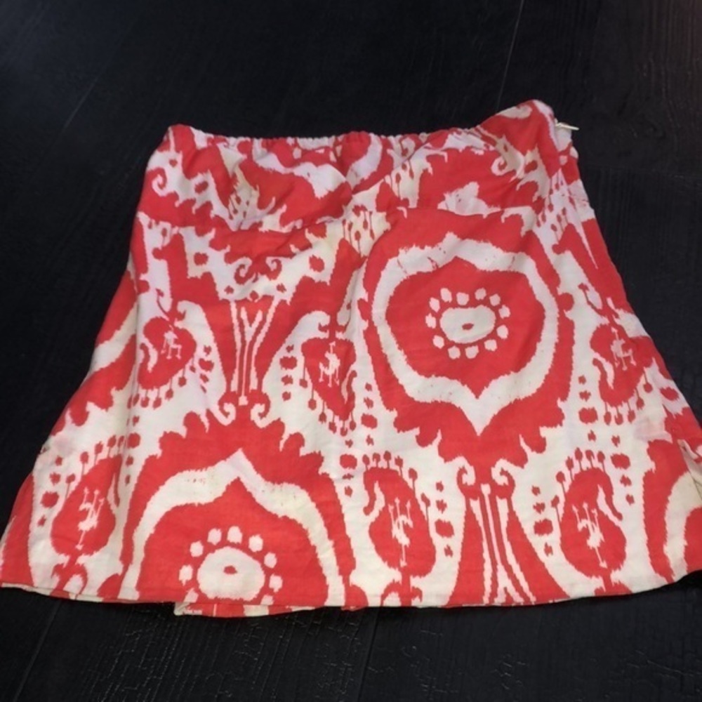 J. Crew Strapless Tube Top Blouse Size 2 Orange White - Picture 6 of 16